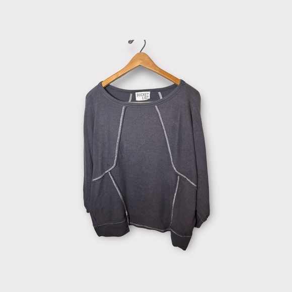 Bucketlist French Terry Relaxed Oversized Top Sweatshirts Berry Pink USA Sz M - Picture 4 of 7